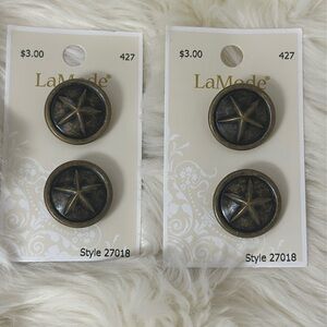 2 cards antique gold metal Buttons New - $1 if bundled